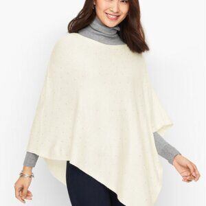 Talbots Ivory Embellished Asymmetrical Poncho Cashmere Blend Oversized M/L NWT